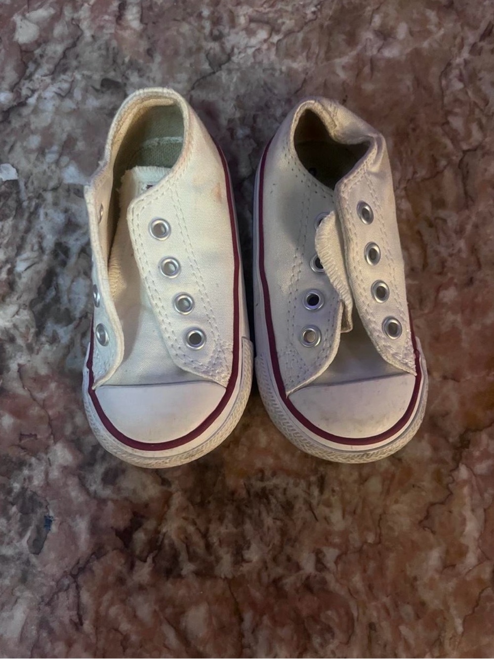 Converse Kids White Canvas Slip-On Sneakers with Pink Accent